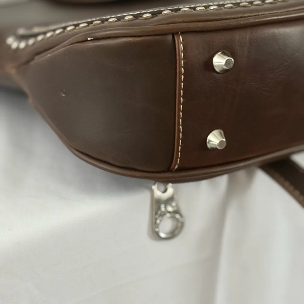 Montana West Western Style Tooled Leather And Studded Crossbody - Picture 11 of 15
